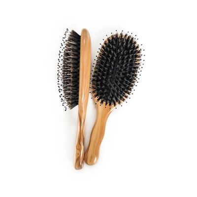 Boar Bristle Brush made of olive wood with nylon pins