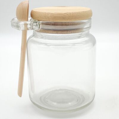 Glass storage jar with bamboo lid