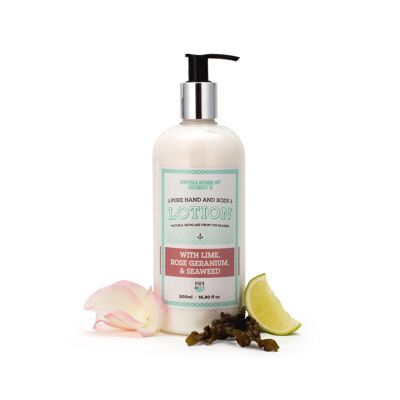 Pure Hand & Body Lotion with Seaweed (choice of scents) - Lime & Rose Geranium 250ml
