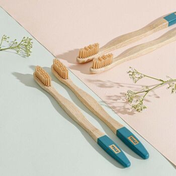 Brosses à dents en bambou | Ensemble de 4 brosses à dents écologiques 4