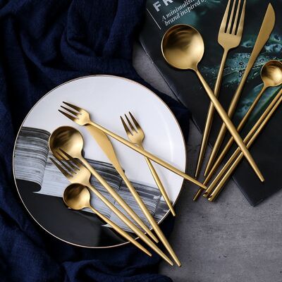 TULUM Cutlery set 16 pcs matte gold