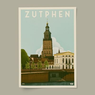 Póster Ciudad Vintage Zutphen A4