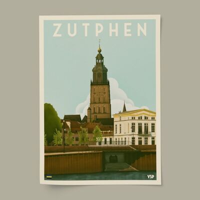 Póster Ciudad Vintage Zutphen A3