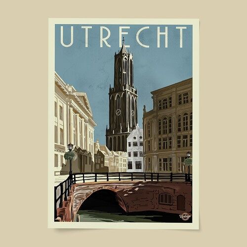 Utrecht Vintage Stadsposter A4
