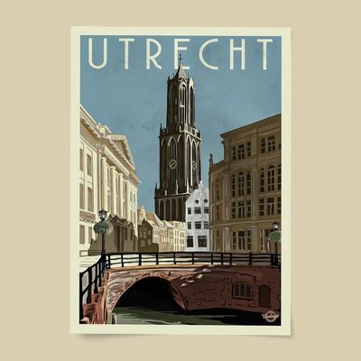 Affiche vintage de la ville d'Utrecht A4