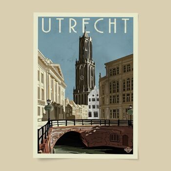 Affiche vintage de la ville d'Utrecht A3 1