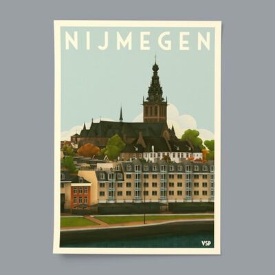 Póster de la ciudad vintage de Nijmegen A4