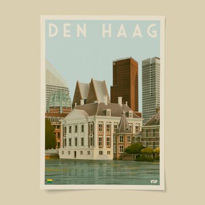 Póster de la ciudad vintage de La Haya A4
