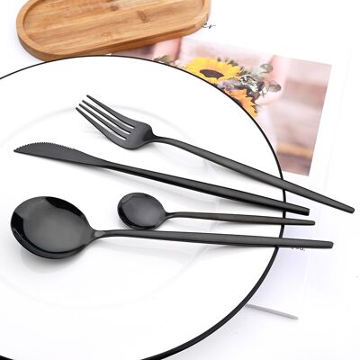 SUNSHINE Cutlery set 24 pcs polished black