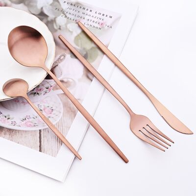 TULUM Cutlery set 16 pcs matte rose gold