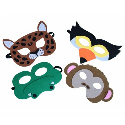 Máscaras de fieltro de animales tropicales (juego de 4)