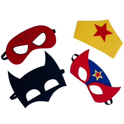 Máscaras de fieltro de superhéroes (juego de 4)