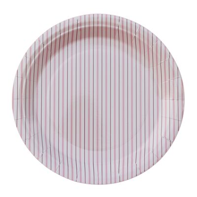 Pink Fine Stripes Plates (Set of 8)