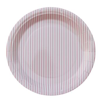 Pink Fine Stripes Plates (Set of 8) 1