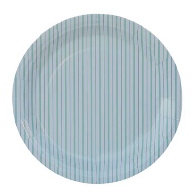 Mint Fine Stripes Plates (Set of 8)