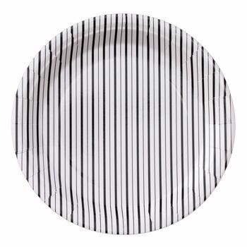Black and White Fine Stripes Plates (Set of 8) 1