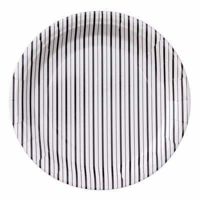 Teller mit feinen Streifen in Schwarz und Weiß (8er-Set)