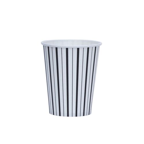 Black and White Fine Stripes Cups (Set of 8)