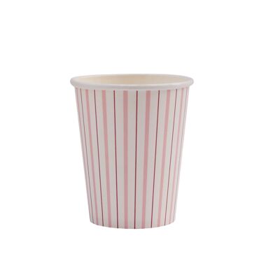 Pinke Tassen mit feinen Streifen (8er-Set)