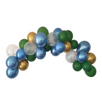 Forest Green Gold and Blue Balloon Garland Kit 1