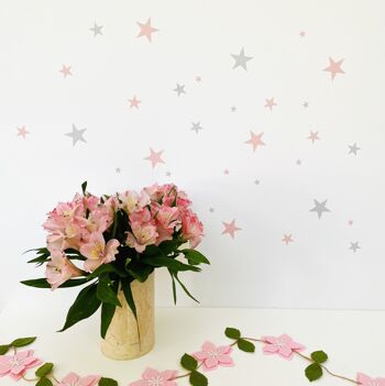 Stars Reusable Wall Decal - Pink & Grey (66 Pcs) 2