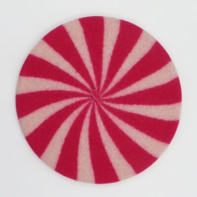 Beret Berlingot Rose - Kids Pink & White Stripes