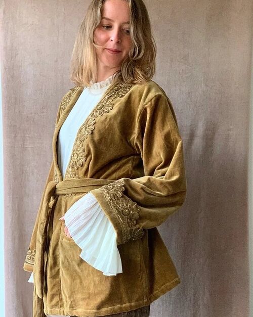 Velvet Kimono GoldenGreen Onesize + strap