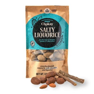 Almonds coated with milk chocolate and liquorice