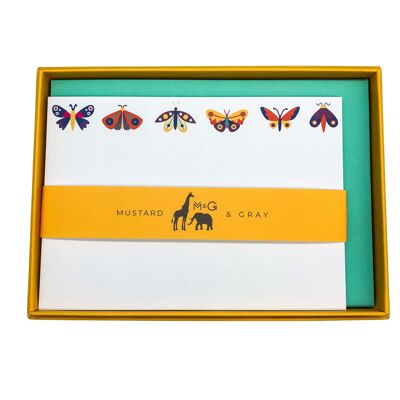 Juego de tarjetas de notas para niños con mariposas