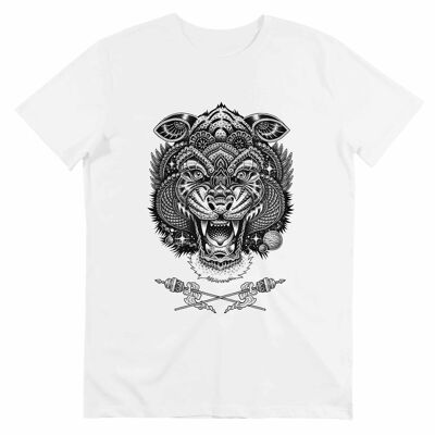 Kosmisches Tiger-T-Shirt - Tiger-Kopf-Tätowierungs-Design