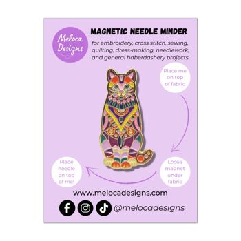 Mandala Cat Needle Minder pour point de croix, broderie, couture, courtepointe, couture et mercerie 2