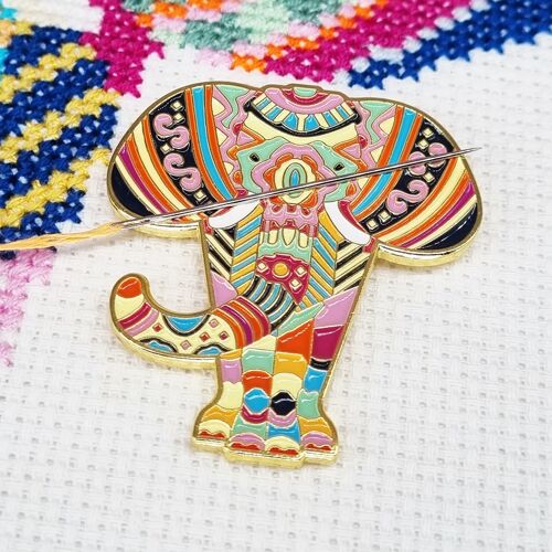 Mandala Elephant Needle Minder for Cross Stitch, Embroidery, Sewing, Quilting, Needlework and Haberdashery