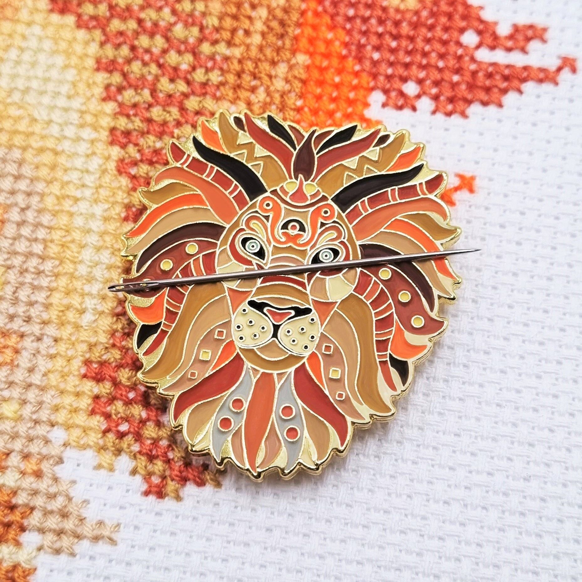 Mandala Lion Needle Minder für Kreuzstich, Stickerei, Nähen, Quilten, Handarbeiten und Kurzwaren