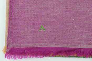 Grande écharpe en cachemire vert, beige et violet 8