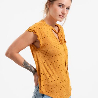 Mustard Leslie Polka Dots blouse made of LENZING™ ECOVERO™