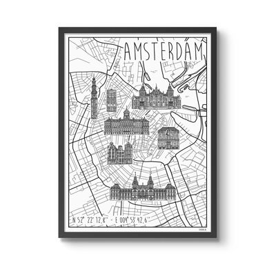 Affiche Amsterdam 50 x 70