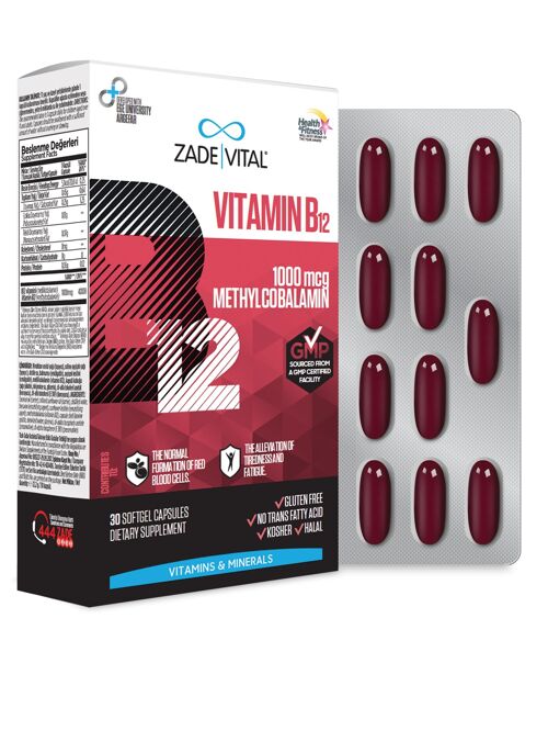 Zade Vital Vitamin B12 Blister 30 Capsules