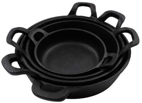 Cast Iron Skillets Frying Pans Set of 4 (Pre-Seasoned) for Serving, Cooking and Baking 7.87” – 4.72”, Oven Safe Forms