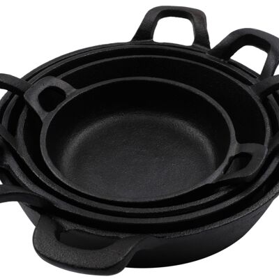 Cast Iron Skillets Frying Pans Set of 4 (Pre-Seasoned) for Serving, Cooking and Baking 7.87” – 4.72”, Oven Safe Forms