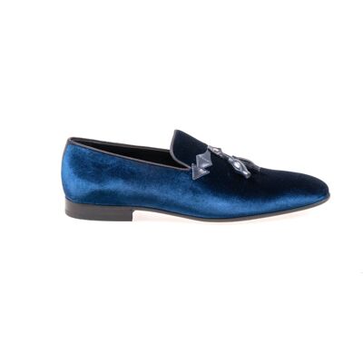Leather shoes velvet blue
