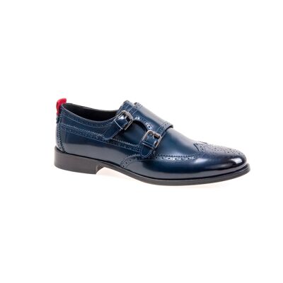 Leather shoes blue w/ red
