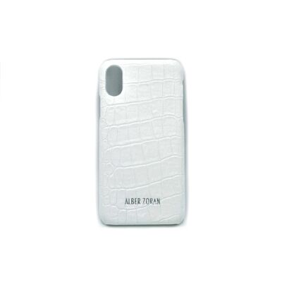 COQUE CELLULAIRE EN CUIR IPHONE X IPHONE XS BLANC