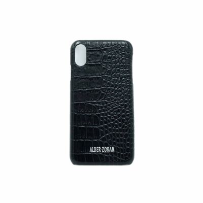 COVER CELLULARE IN PELLE NERA IPHONE XS MAX