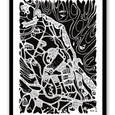 POSTER plan de ville -  GUETHARY -  city map 50x70cm