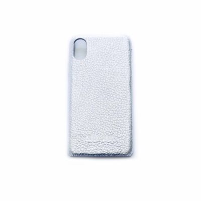 COVER CELLULARE IN PELLE IPHONE X IPHONE XS ARGENTO