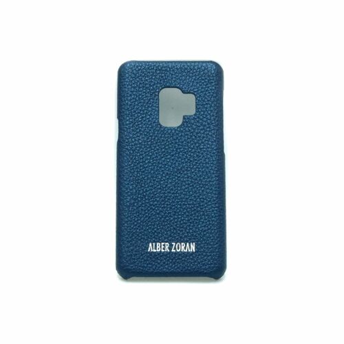 Leather cell cover samsung s9 silver blue