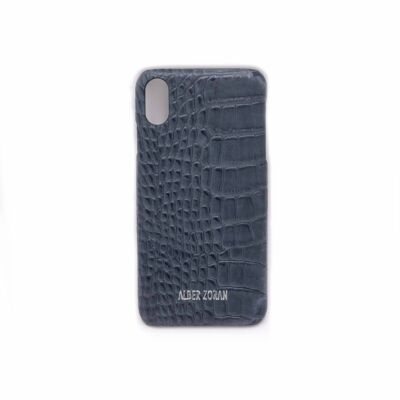 COQUE CELLULAIRE EN CUIR GRIS IPHONE XS MAX