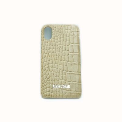 LEDER-ZELLABDECKUNG IPHONE X IPHONE XS BEIGE