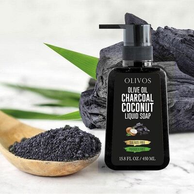 Olivos Charcoal and Coconut Liquid Soap 450mL