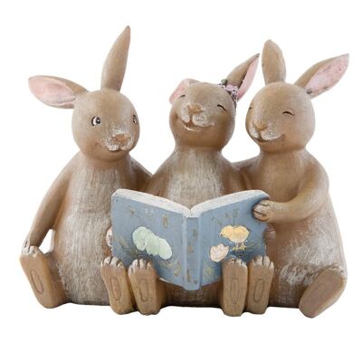 Decoratie konijnen met boek 14x10x12 cm 1